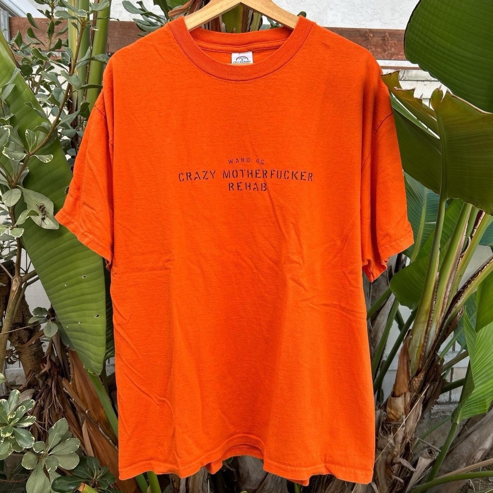 Vintage 2000s Delta Pro Weight Orange Psych Ward Graphic Tee XL 24x28